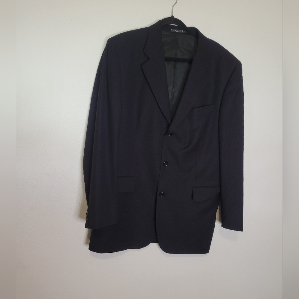 Hugo boss mens size 42L loro piana wool black three button blazer